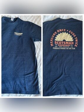 Scotsman Woodshop Laurel MS HGTV Home Town Ben Napier Blue Short Sleeve L Men